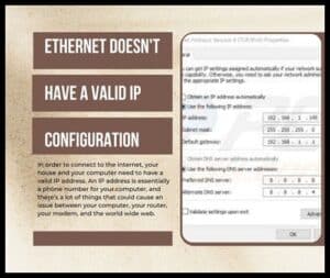 ethernet doesn't have a valid ip configuration