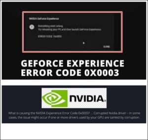 geforce experience error code 0x0003