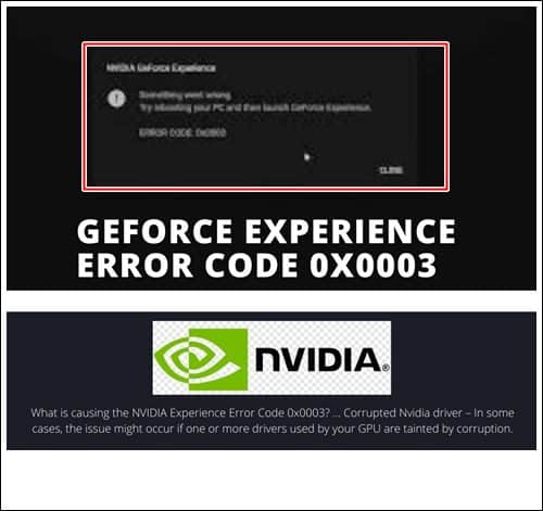 GeForce Experience Error Code 0x0003 How to Fix Error Code