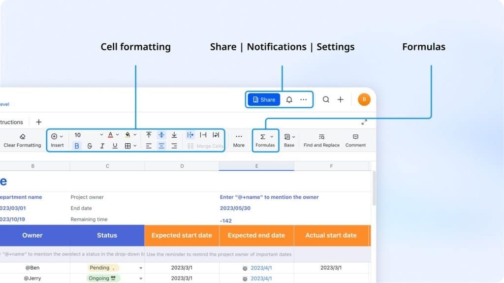 Lark Sheets automating data management
