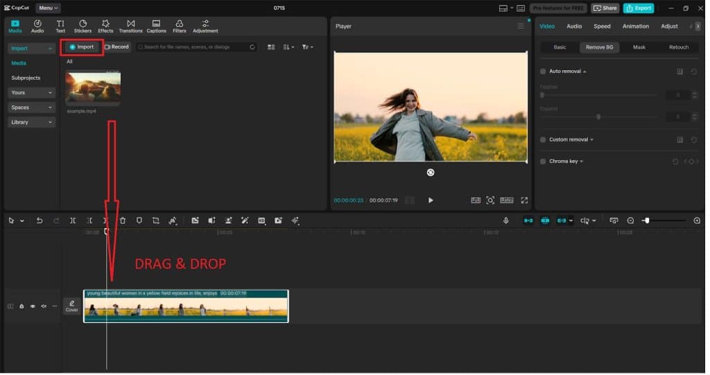 Start a New Project and Import Your Video