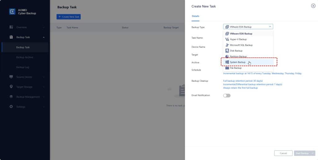 Create a Backup Task