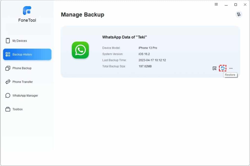 Restore WhatsApp data as you need